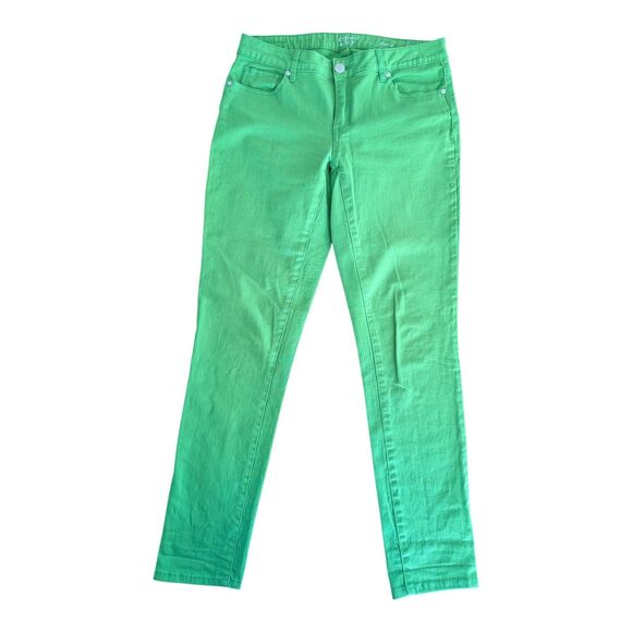 Women's Crown & Ivy Size 2 Skinny Jeans Green Stretch Denim Pants Festival Bold - Picture 2 of 7